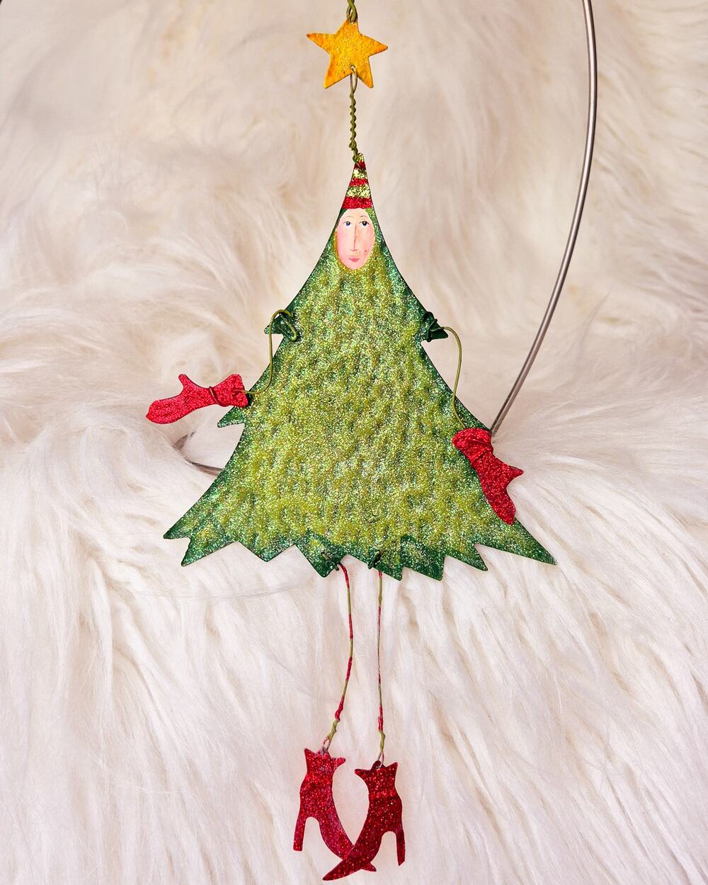 Patience Brewster Krinkles Christmas Tree Lady Metal Ornament Rare Vintage